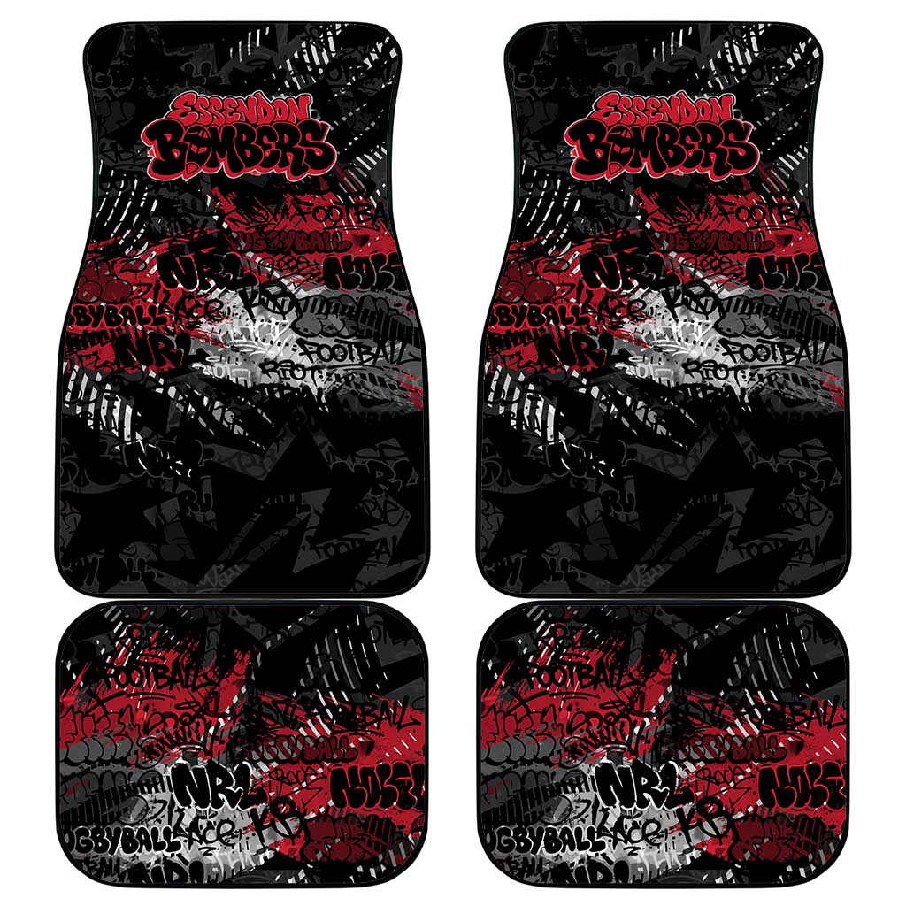 Essendon Bombers Car Mats Urban Graffiti Street Art - Bold Abstract Spray Paint