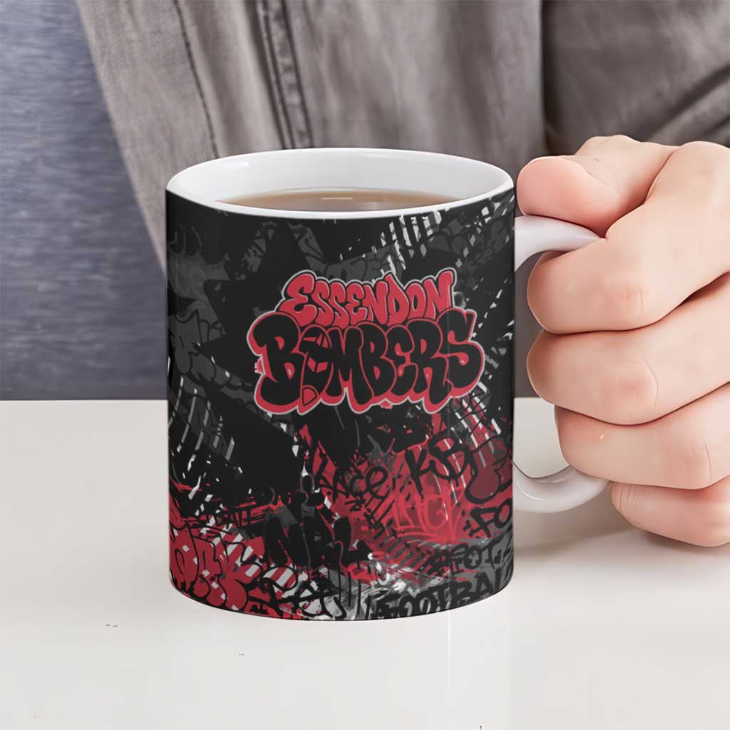 Essendon Bombers Ceramic Mug Urban Graffiti Street Art - Bold Abstract Spray Paint