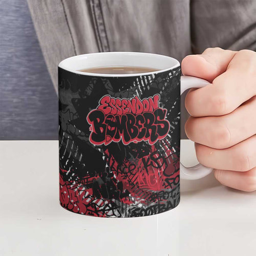 Essendon Bombers Ceramic Mug Urban Graffiti Street Art - Bold Abstract Spray Paint
