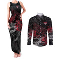 Essendon Bombers Couples Matching Tank Maxi Dress and Long Sleeve Button Shirt Urban Graffiti Street Art - Bold Abstract Spray Paint