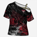 Essendon Bombers Cross Shoulder Shirt Urban Graffiti Street Art - Bold Abstract Spray Paint