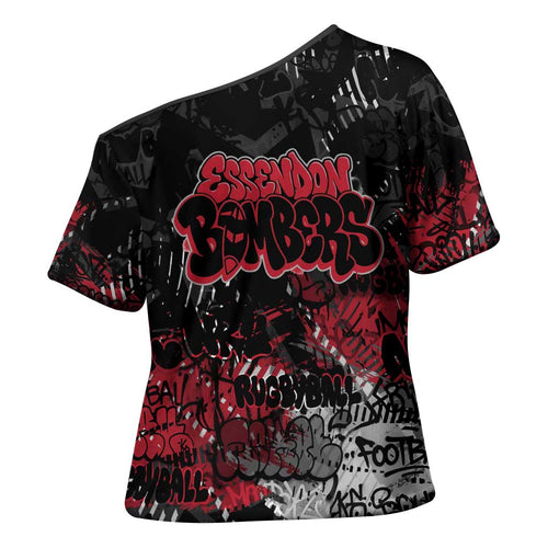 Essendon Bombers Cross Shoulder Shirt Urban Graffiti Street Art - Bold Abstract Spray Paint