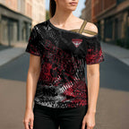 Essendon Bombers Cross Shoulder Shirt Urban Graffiti Street Art - Bold Abstract Spray Paint