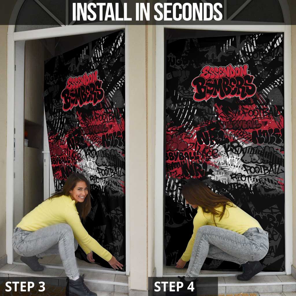 Essendon Bombers Door Cover Urban Graffiti Street Art - Bold Abstract Spray Paint