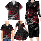 Essendon Bombers Family Matching Long Sleeve Bodycon Dress and Hawaiian Shirt Urban Graffiti Street Art - Bold Abstract Spray Paint