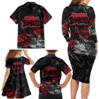 Essendon Bombers Family Matching Long Sleeve Bodycon Dress and Hawaiian Shirt Urban Graffiti Street Art - Bold Abstract Spray Paint