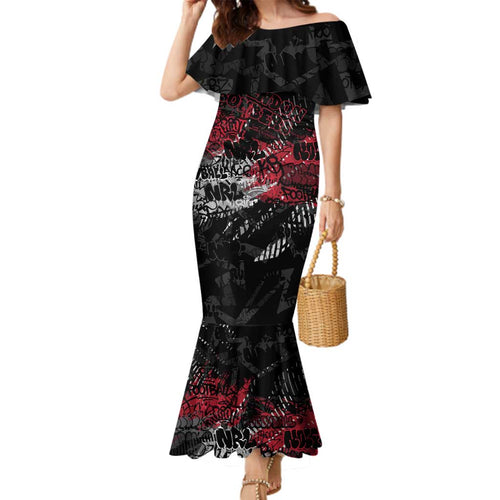 Essendon Bombers Family Matching Mermaid Dress and Hawaiian Shirt Urban Graffiti Street Art - Bold Abstract Spray Paint