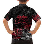 Essendon Bombers Family Matching Off The Shoulder Long Sleeve Dress and Hawaiian Shirt Urban Graffiti Street Art - Bold Abstract Spray Paint