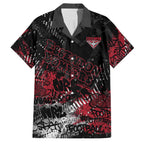 Essendon Bombers Family Matching Off The Shoulder Long Sleeve Dress and Hawaiian Shirt Urban Graffiti Street Art - Bold Abstract Spray Paint