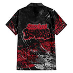 Essendon Bombers Family Matching Off The Shoulder Long Sleeve Dress and Hawaiian Shirt Urban Graffiti Street Art - Bold Abstract Spray Paint