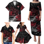 Essendon Bombers Family Matching Puletasi and Hawaiian Shirt Urban Graffiti Street Art - Bold Abstract Spray Paint