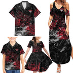 Essendon Bombers Family Matching Summer Maxi Dress and Hawaiian Shirt Urban Graffiti Street Art - Bold Abstract Spray Paint