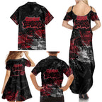 Essendon Bombers Family Matching Summer Maxi Dress and Hawaiian Shirt Urban Graffiti Street Art - Bold Abstract Spray Paint