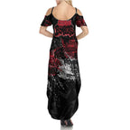 Essendon Bombers Family Matching Summer Maxi Dress and Hawaiian Shirt Urban Graffiti Street Art - Bold Abstract Spray Paint