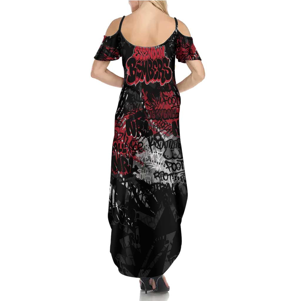 Essendon Bombers Family Matching Summer Maxi Dress and Hawaiian Shirt Urban Graffiti Street Art - Bold Abstract Spray Paint