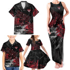 Essendon Bombers Family Matching Tank Maxi Dress and Hawaiian Shirt Urban Graffiti Street Art - Bold Abstract Spray Paint