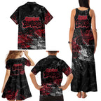 Essendon Bombers Family Matching Tank Maxi Dress and Hawaiian Shirt Urban Graffiti Street Art - Bold Abstract Spray Paint