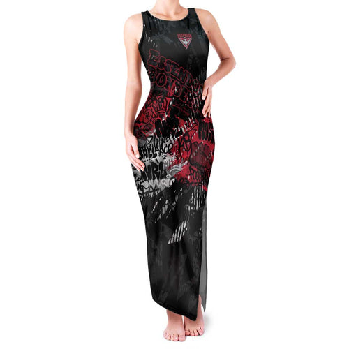 Essendon Bombers Family Matching Tank Maxi Dress and Hawaiian Shirt Urban Graffiti Street Art - Bold Abstract Spray Paint