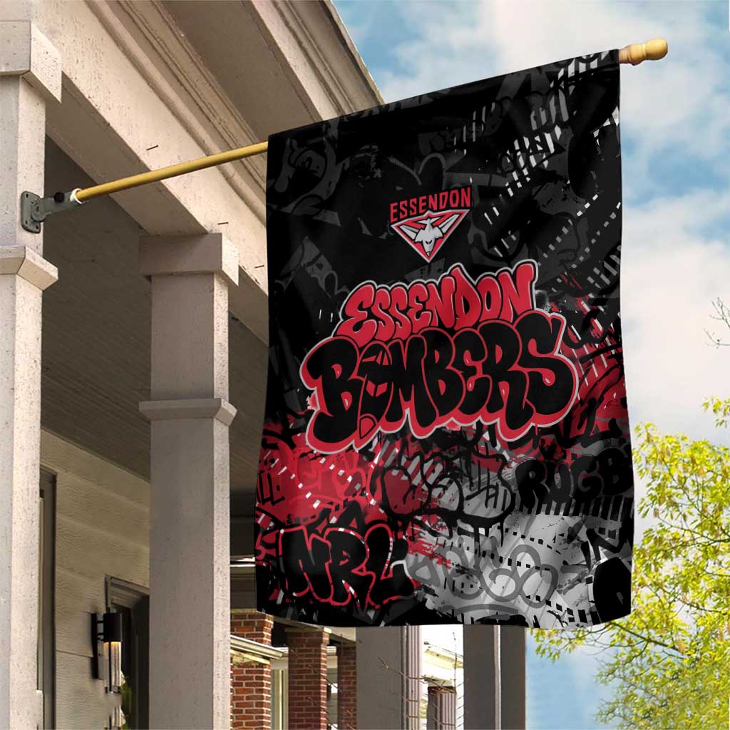 Essendon Bombers Garden Flag Urban Graffiti Street Art - Bold Abstract Spray Paint
