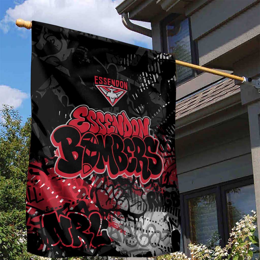 Essendon Bombers Garden Flag Urban Graffiti Street Art - Bold Abstract Spray Paint
