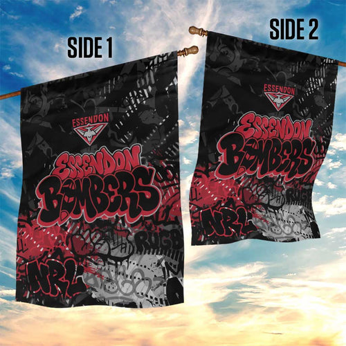 Essendon Bombers Garden Flag Urban Graffiti Street Art - Bold Abstract Spray Paint