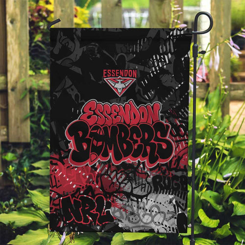 Essendon Bombers Garden Flag Urban Graffiti Street Art - Bold Abstract Spray Paint