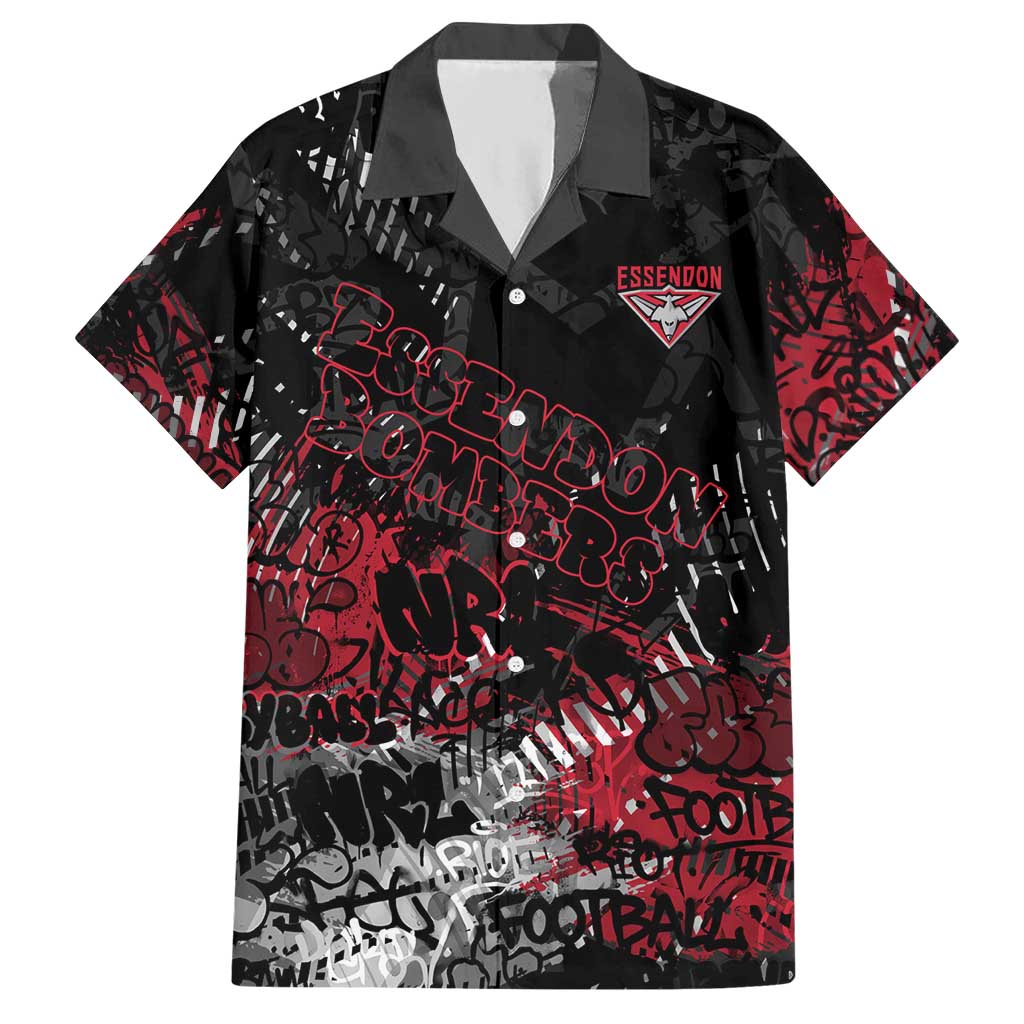 Essendon Bombers Hawaiian Shirt Urban Graffiti Street Art - Bold Abstract Spray Paint