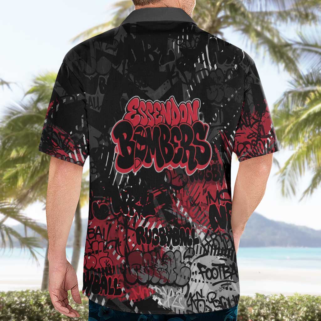 Essendon Bombers Hawaiian Shirt Urban Graffiti Street Art - Bold Abstract Spray Paint