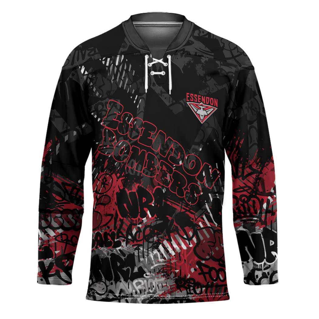 Essendon Bombers Hockey Jersey Urban Graffiti Street Art - Bold Abstract Spray Paint