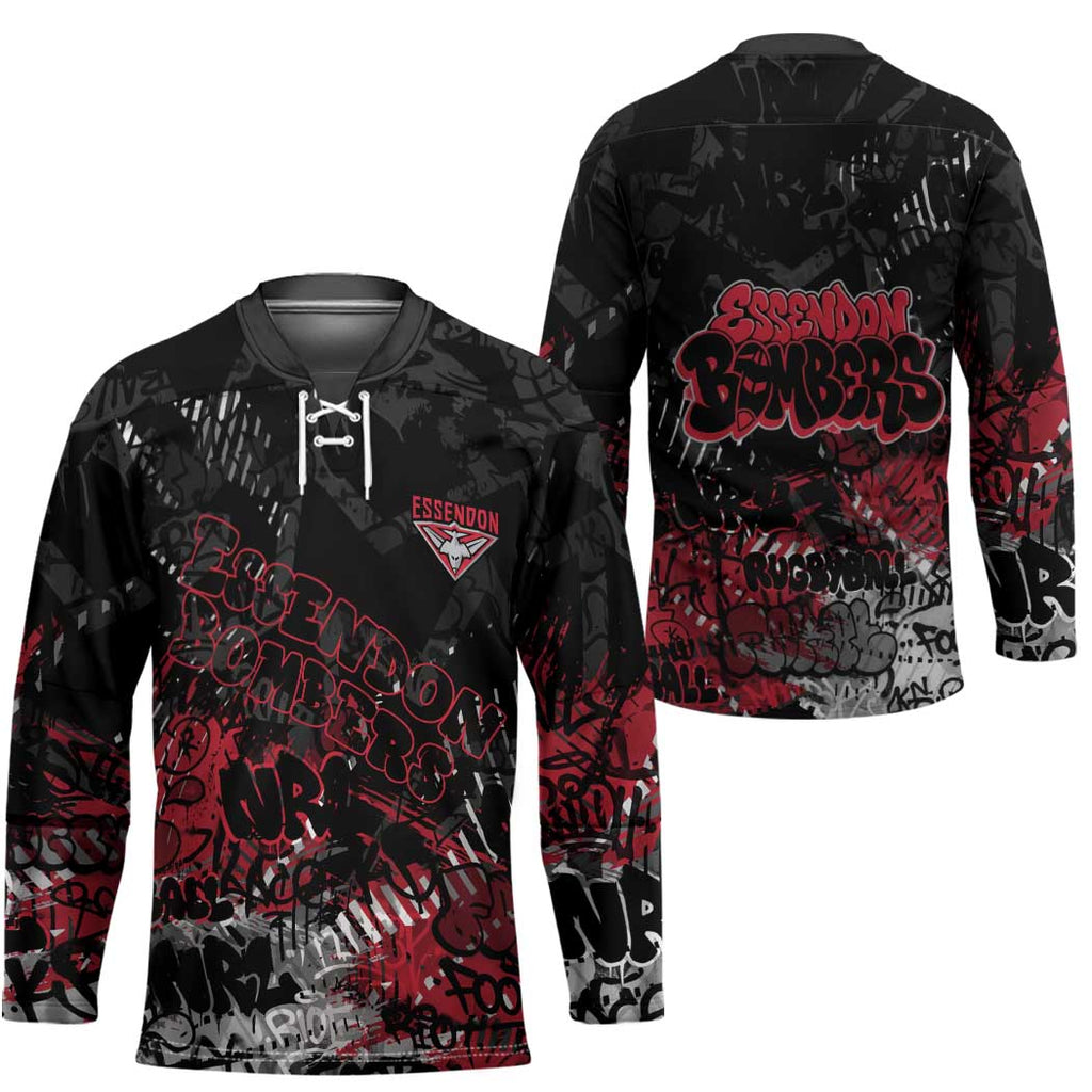 Essendon Bombers Hockey Jersey Urban Graffiti Street Art - Bold Abstract Spray Paint