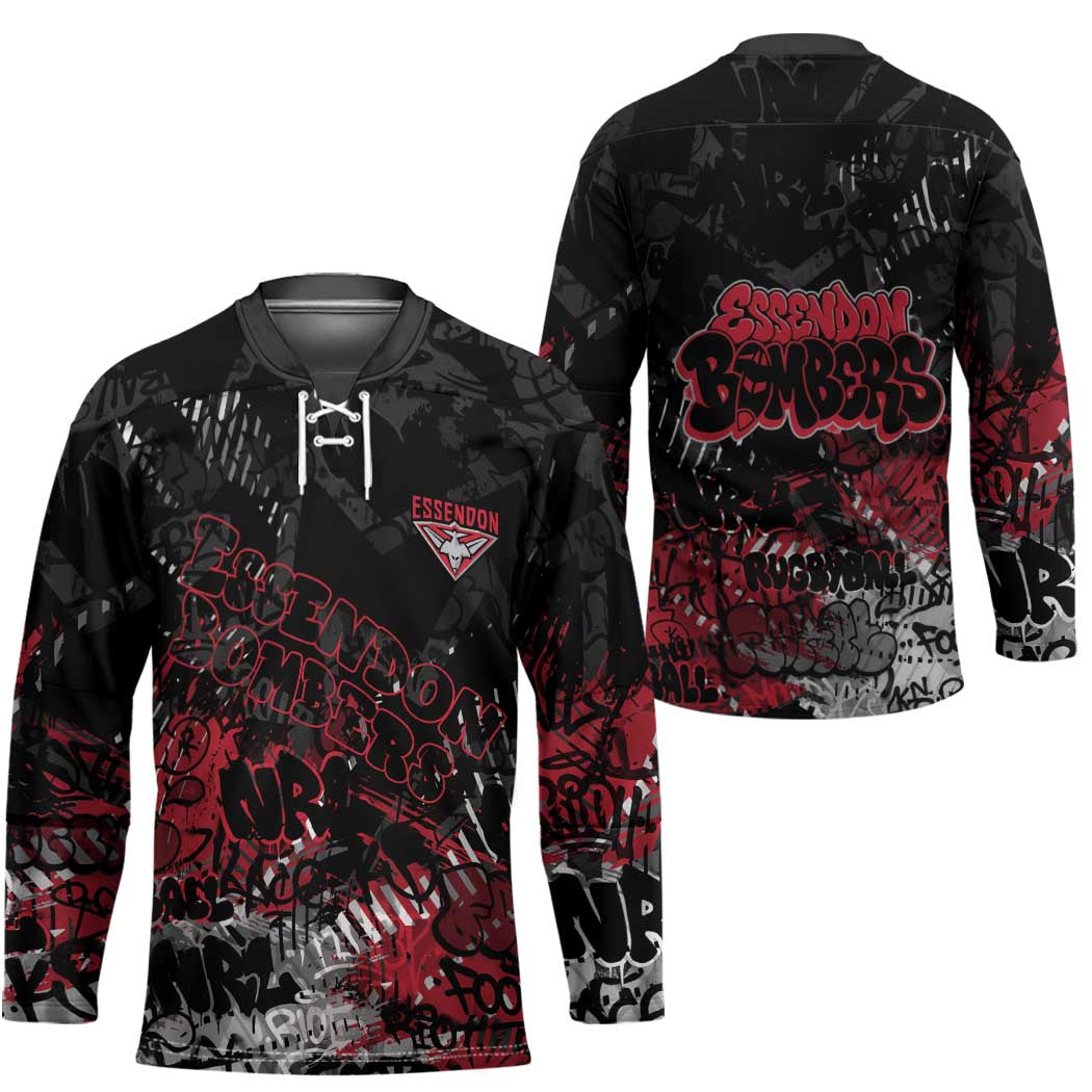 Essendon Bombers Hockey Jersey Urban Graffiti Street Art - Bold Abstract Spray Paint
