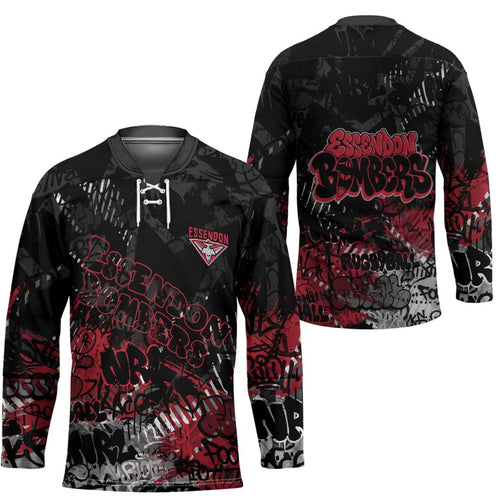 Essendon Bombers Hockey Jersey Urban Graffiti Street Art - Bold Abstract Spray Paint