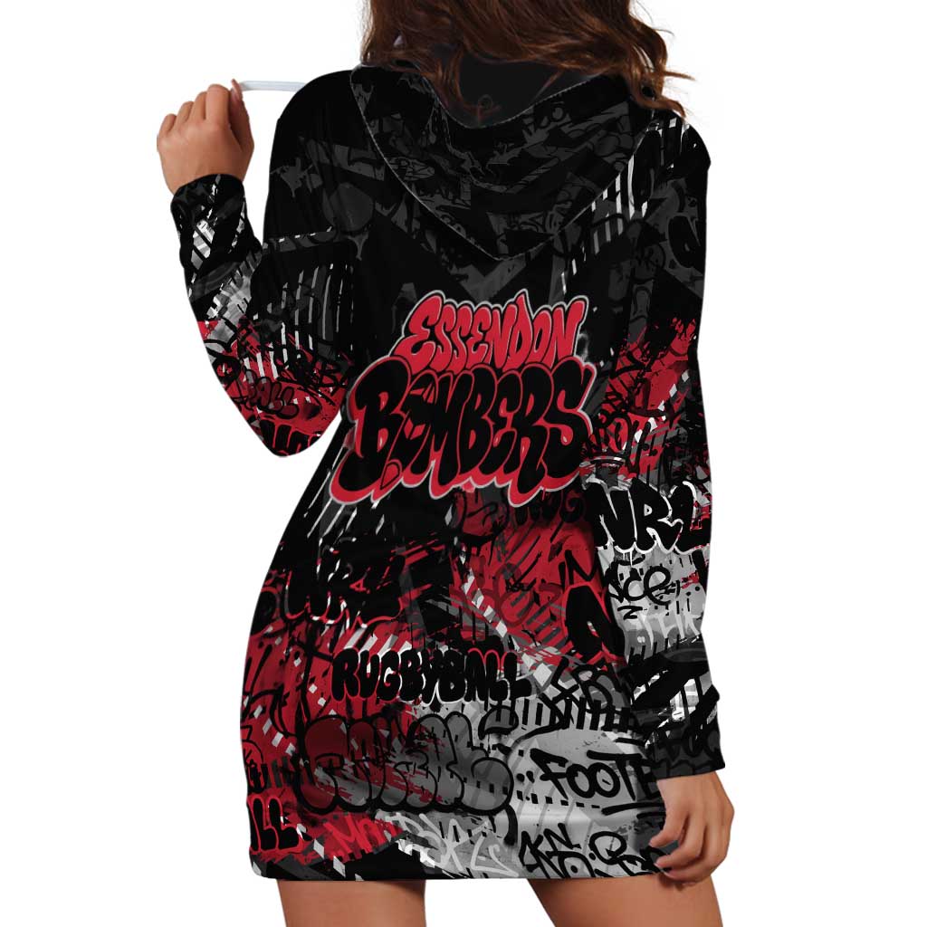 Essendon Bombers Hoodie Dress Urban Graffiti Street Art - Bold Abstract Spray Paint