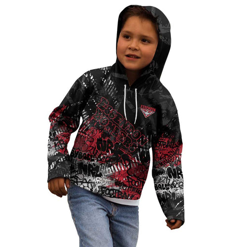 Essendon Bombers Kid Hoodie Urban Graffiti Street Art - Bold Abstract Spray Paint