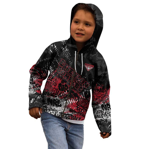 Essendon Bombers Kid Hoodie Urban Graffiti Street Art - Bold Abstract Spray Paint