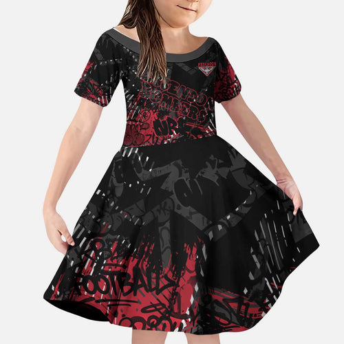 Essendon Bombers Kid Short Sleeve Dress Urban Graffiti Street Art - Bold Abstract Spray Paint