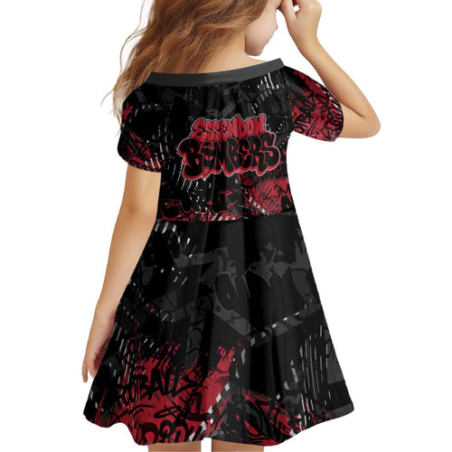 Essendon Bombers Kid Short Sleeve Dress Urban Graffiti Street Art - Bold Abstract Spray Paint