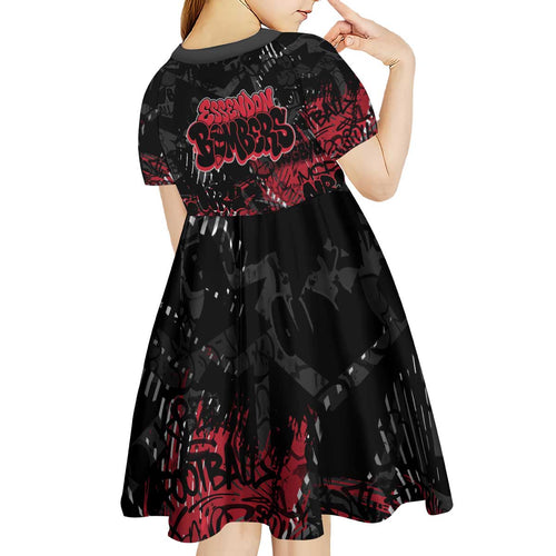 Essendon Bombers Kid Short Sleeve Dress Urban Graffiti Street Art - Bold Abstract Spray Paint