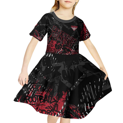 Essendon Bombers Kid Short Sleeve Dress Urban Graffiti Street Art - Bold Abstract Spray Paint