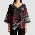 Essendon Bombers Kimono Sleeve Blouse Urban Graffiti Street Art - Bold Abstract Spray Paint
