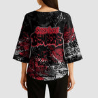 Essendon Bombers Kimono Sleeve Blouse Urban Graffiti Street Art - Bold Abstract Spray Paint