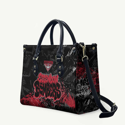 Essendon Bombers Leather Bag Urban Graffiti Street Art - Bold Abstract Spray Paint