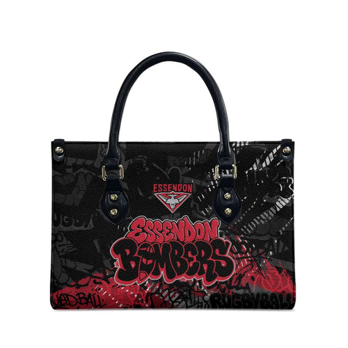 Essendon Bombers Leather Bag Urban Graffiti Street Art - Bold Abstract Spray Paint