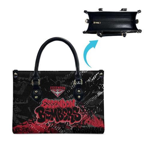 Essendon Bombers Leather Bag Urban Graffiti Street Art - Bold Abstract Spray Paint