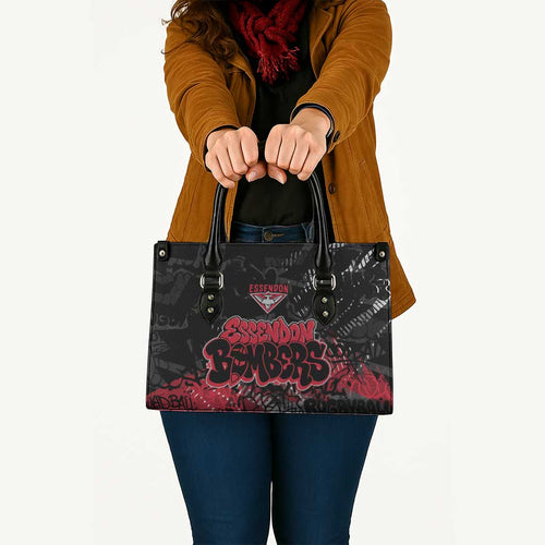 Essendon Bombers Leather Bag Urban Graffiti Street Art - Bold Abstract Spray Paint