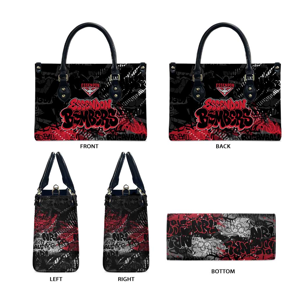 Essendon Bombers Leather Bag Urban Graffiti Street Art - Bold Abstract Spray Paint