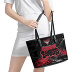 Essendon Bombers Leather Tote Bag Urban Graffiti Street Art - Bold Abstract Spray Paint