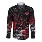 Essendon Bombers Long Sleeve Button Shirt Urban Graffiti Street Art - Bold Abstract Spray Paint