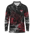 Essendon Bombers Long Sleeve Polo Shirt Urban Graffiti Street Art - Bold Abstract Spray Paint