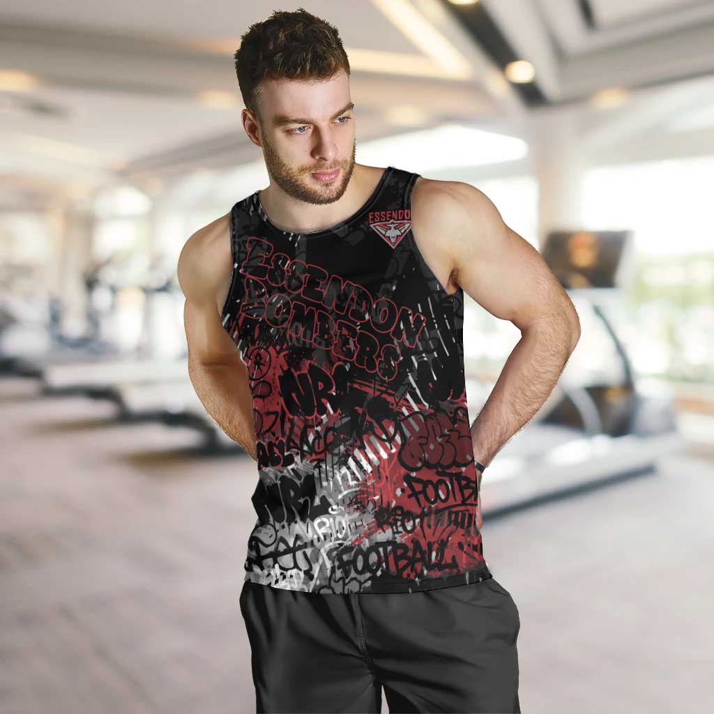 Essendon Bombers Men Tank Top Urban Graffiti Street Art - Bold Abstract Spray Paint